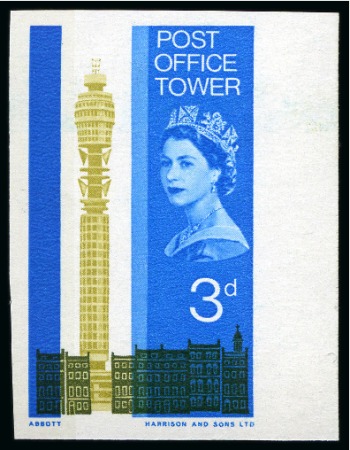Stamp of Great Britain » Queen Elizabeth II 1965 Post Office Tower mint nh imperforate imprimatur set of two