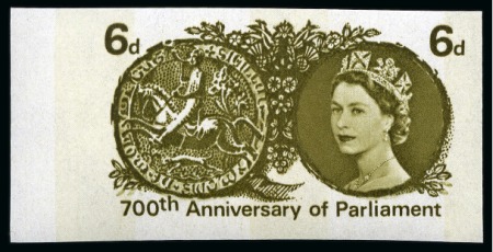 Stamp of Great Britain » Queen Elizabeth II 1965 700th Anniversary of Parliament 6d (phosphor) mint nh imperforate imprimatur