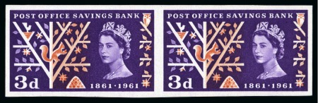 Stamp of Great Britain » Queen Elizabeth II 1961 Post Office Savings Bank (Timson printing) mint nh imperforate imprimatur pair