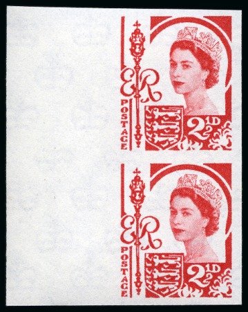 Stamp of Great Britain » Channel Islands » Jersey 1964 2 1/2d Carmine mint nh imperforate imprimatur left marginal pair