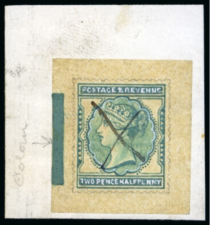 Stamp of Great Britain » 1855-1900 Surface Printed » 1883-84 Lilac & Green Issue 1882 Handpainted essay for 2 1/2d from De La Rue's second scheme for a Unified Issue