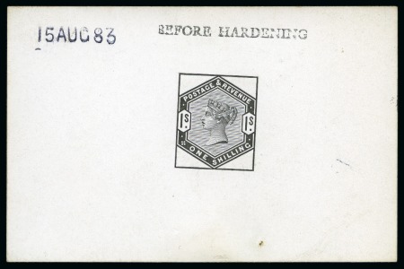 Stamp of Great Britain » 1855-1900 Surface Printed » 1883-84 Lilac & Green Issue 1883-4 Lilac & green Issue 1s De La Rue die proof in black