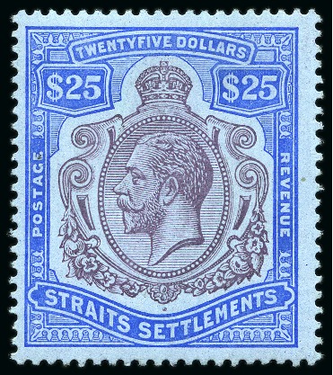 Stamp of Malaysia » Straits Settlements 1912-23 Wmk Multi CA $25 purple & blue on blue mint