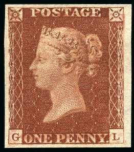 Stamp of Great Britain » 1841 1d Red 1841 1d Red-Brown pl.60 GL imperforate imprimatur