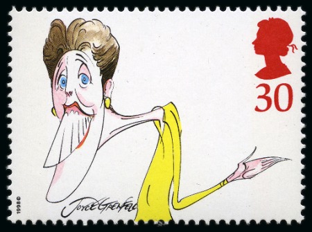 Stamp of Great Britain » Queen Elizabeth II 1998 Comedians ERROR OF VALUE 30p for 37p Joyce Grenfell mint nh