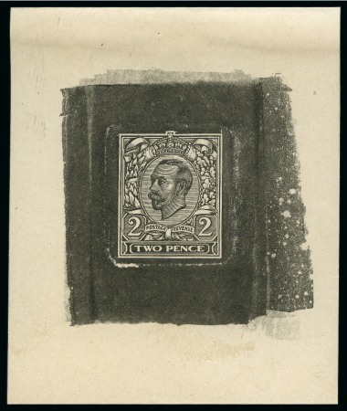 Stamp of Great Britain » King George V » 1911-12 Downey Head Issues 1911 2d Engravers Sketch Die for the unissued value, die I head, printed in black on glazed proof paper