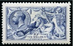 Stamp of Great Britain » King George V » 1913-19 Seahorse Issues 1915 De La Rue Seahorses 10s deep blue mint nh