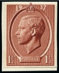 Stamp of Great Britain » King Edward VIII 1937 2 1/2d Edward VIII Coronation set of 4 imperf. essays depicting the King from the Humphrey Paget effigy