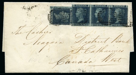 Stamp of Great Britain » 1854-1900 Postal History of the Perforated Line Engraved and Surface Printed Issues CANADA: 1867 (Jun 29) Wrapper from London to Canada West with 1858-76 2d blue pl.9 single and strip of three 