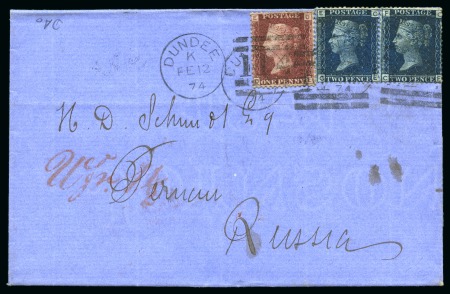 Stamp of Great Britain » 1854-1900 Postal History of the Perforated Line Engraved and Surface Printed Issues ESTONIA: 1874 (Feb 12) Wrapper from Scotland to Pernau