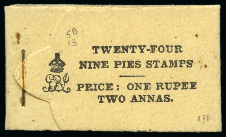 Stamp of India » Booklets 1921 1R2a black on buff with twenty-four 9p, complete