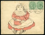 Stamp of India » 1855-1946 De La Rue and later Crown Colony Issues 1904 (Mar & Apr) Pair of hand illustrated envelopes depicting a young girl in a red and white dress with a bowl