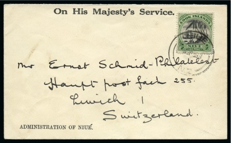 Stamp of New Zealand » Niue 1936 (Sep 15) OHMS official envelope with 1932-36 1/2d tied by Niue cds