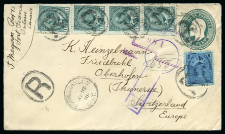 Stamp of Canada 1911 (Aug 10) 1c Postal stationery envelope uprated, sent from Fort Frances 