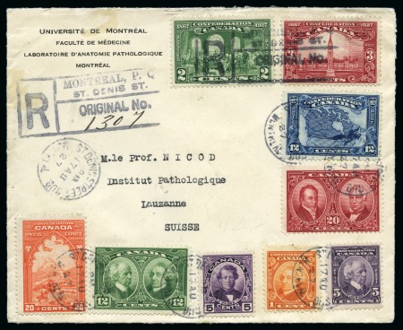 Stamp of Canada 1927 (Aug 17) Envelope with 1927 Anniversary of the Confederation set of 8 plus Special Express 20c