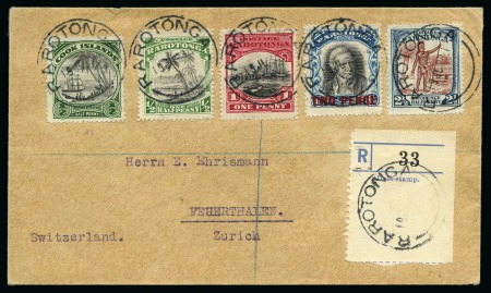 Stamp of Cook Islands 1934 (Jul 19) Envelope sent registered to Switzerland