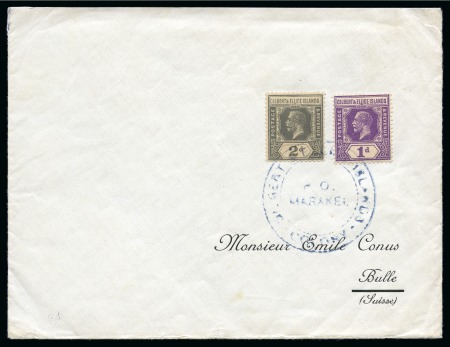 Stamp of Gilbert and Ellice Islands 1934 Envelope from Marakel to Switzerland with 1922-27 1d and 2d