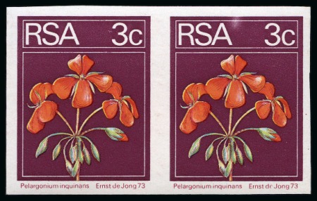 Stamp of South Africa » Union & Republic of South Africa 1974 Definitives Flowers 3c mint nh imperforate pair,