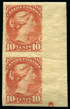 Stamp of Canada 1889-97 10c Brownish Red mint IMPERFORATE VERTICAL PAIR