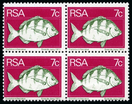 Stamp of South Africa » Union & Republic of South Africa 1974 Definitives Fish 7c mint nh block of four, trial