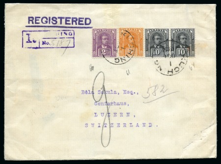 Stamp of Sarawak 1931-38, Pair of covers sent registered to Switzerland