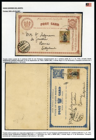 Stamp of North Borneo 1902 Pair of postal stationery sent from Sandakan to Switzerland