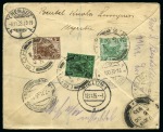 Stamp of Malaysia » Federated Malay States 1935 (Oct 25) 4c Postal stationery envelope sent registered to Switzerland, uprated