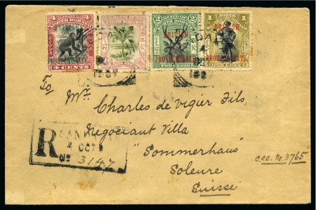 Stamp of North Borneo 1907 (Oct 4) Envelope sent registered to Switzerland franked on both sides