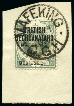 Stamp of South Africa » Mafeking 1900 Sans-Serif 2s on 1s green on piece tied by complete Mafeking MY 1 1900 cds