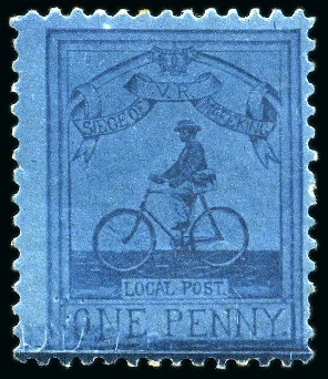 Stamp of South Africa » Mafeking 1900 Major Goodyear 3d deep blue on blue mint og showing variety broken value tablet at foot