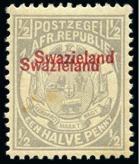 Stamp of Swaziland 1892 1/2d Grey mint hr with DOUBLE OVERPRINT