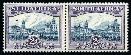 Stamp of South Africa » Union & Republic of South Africa 1930-44 2d Blue & Violet with "airship flaw" variety in mint hr pair