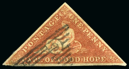 Stamp of South Africa » Cape of Good Hope 1855-63 1d Brick-Red on cream toned paper, neat barred