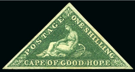 Stamp of South Africa » Cape of Good Hope 1855-63 1s Deep Dark Green unused small part og
