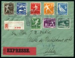 Stamp of Olympics » 1928 Amsterdam » Issued Stamps, Covers and Cancellations 1928 (Jun 4) Envelope with Olympic set of 8 tied by the pentagonal Olympic star cancel with provisional Stadium registered label