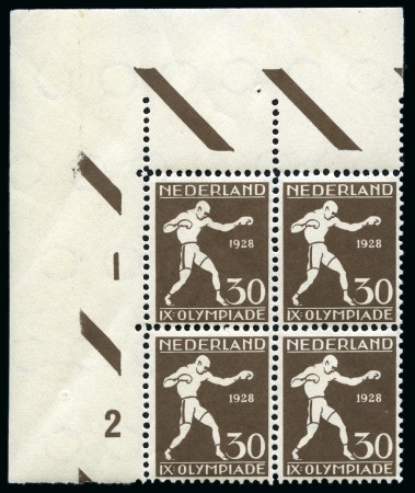 Stamp of Olympics » 1928 Amsterdam » Issued Stamps, Covers and Cancellations 1928 Amsterdam Olympic set of 8 in mint nh corner marginal blocks of four