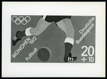 Stamp of Olympics » 1972 Munich 1972 Munich group of 7 reduced photographic essays of the original handpainted essays for unissued designs for the Germany Olympic stamps