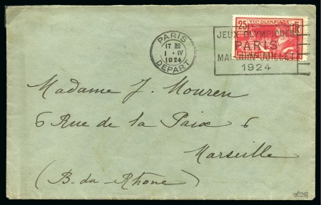 Stamp of Olympics » 1924 Paris » Covers and Cancellations 1924 Paris collection with mint multiples, part sheets, panes, Olympic cancellations and usages of the Olympic stamps on exhibition pages