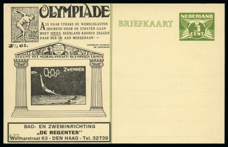 Stamp of Olympics » 1928 Amsterdam » Huygens Postal Stationery Cards (ordered by Series number) 1928 Amsterdam 3c official postal stationery card by Huygens depicting Swimming