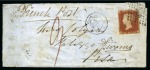 Stamp of Great Britain » 1854-70 Perforated Line Engraved 1855 (Jan 28) Entire from Charles Bracebridge, mentor and protector of Florence <mark>Nightingale</mark>, bearing GB 1854 1d tied by “petits chiffres” “1896” lozenge of Marseilles