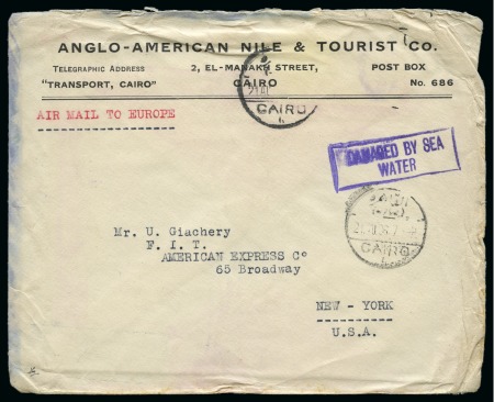 Stamp of Egypt » Postal History 1938 Anglo-American Nile & Tourist Co. envelope from
