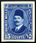 Stamp of Egypt » 1922-1936 King Fouad I Definitives 1927-1937 King Fouad Second Portrait Issue part set of nine value imperforate "CANCELLED" on reverse
