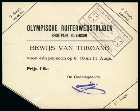 Stamp of Olympics » 1928 Amsterdam » Memorabilia 1928 Amsterdam: Ticket for the Equestrian event in Hilversum