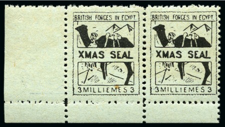 Stamp of Egypt » British Forces in Egypt 1932 3m black on azure greyish paper, mint nh cnr marginal pair