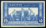 Stamp of Egypt » Commemoratives 1931 Agricultural & Industrial Exhibition set of three, mint nh Royal misperfs in sheet marginal blocks of four, etc.
