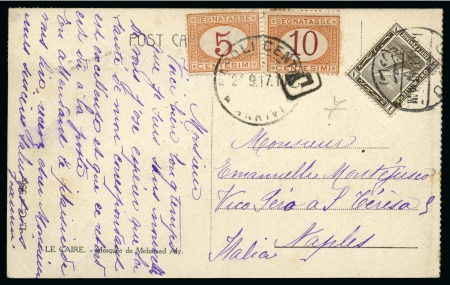 Stamp of Egypt » 1914-1922 Pictorials 1917 First Pictorial Issue 1m olive-brown tied to front of picture postcard by a Retta cancel