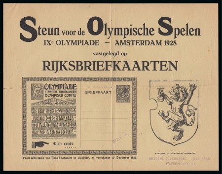 Stamp of Olympics » 1928 Amsterdam » Huygens Postal Stationery Cards (ordered by Series number) 1928 Huygens postal stationery card publicity poster