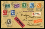 Stamp of Olympics » 1928 Amsterdam » Issued Stamps, Covers and Cancellations DURING THE GAMES: 1928 (Jun 23) Envelope sent registered and express with Olympic set of 8 tied by Olympic pentagonal "N3" ds