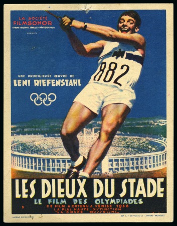 Stamp of Olympics » 1936 Berlin » Postcards & Photographs Publicity postcard from Belgium for the Olympic movie by Leni Riefenstahl "Les Dieux du Stade"