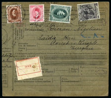 Stamp of Egypt » 1914-1922 Pictorials 1922 Crown Ovpt: 100m slate-black, neatly tied on parcel